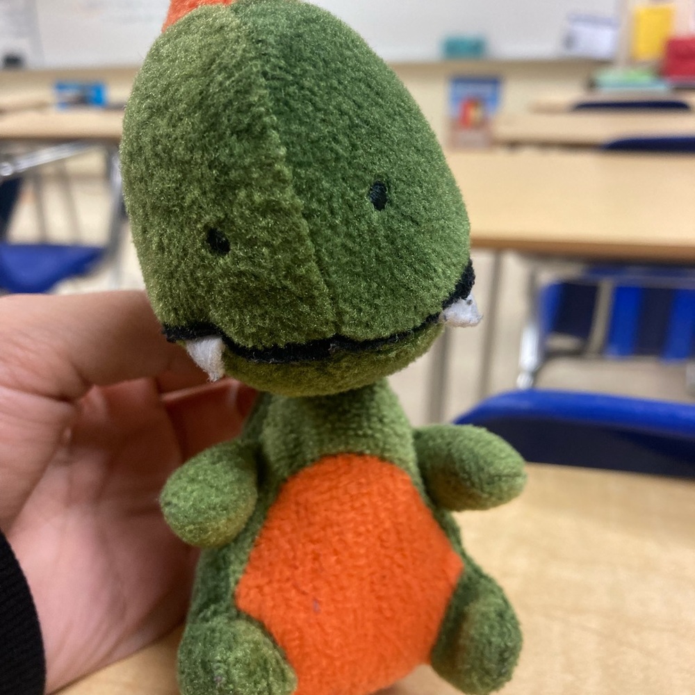 Dino 🦖 hes green & orange, his Name is Jojo.